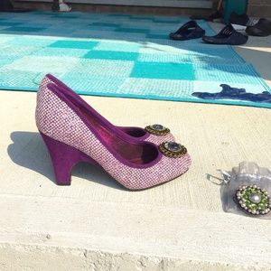 Lindsay Phillips Alex Heel in Purple Tweed